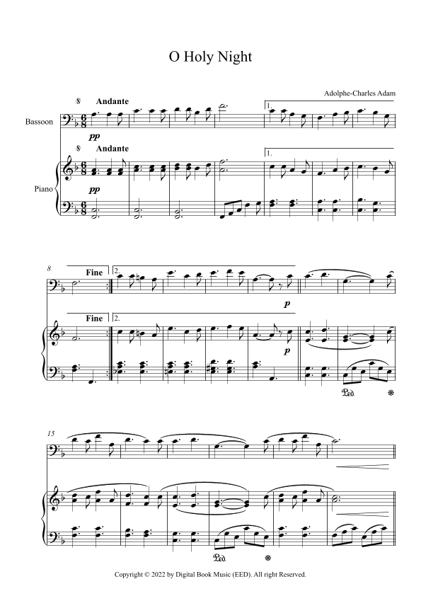 O Holy Night - Adolphe-Charles Adam (Bassoon + Piano) (arr. Digital Book Music)