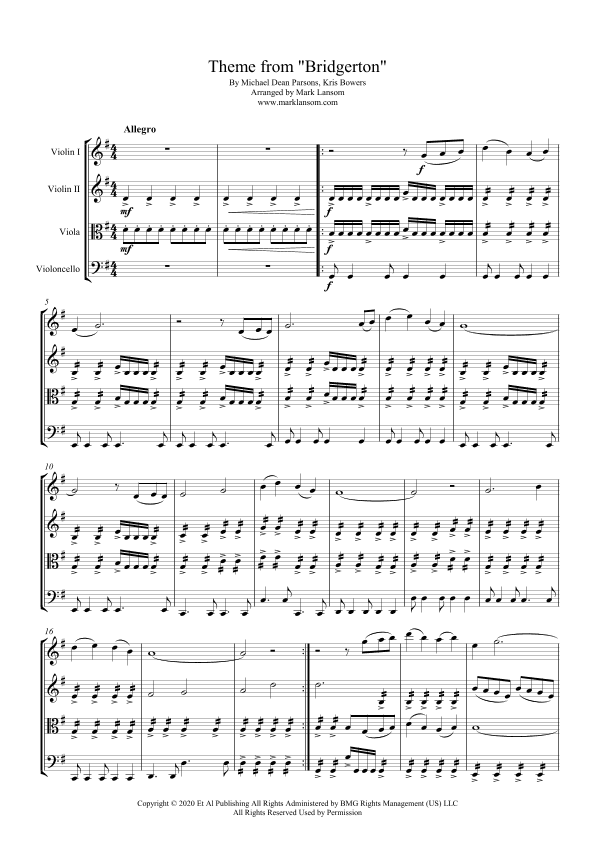 Bridgerton Main Title (arr. Mark Lansom)