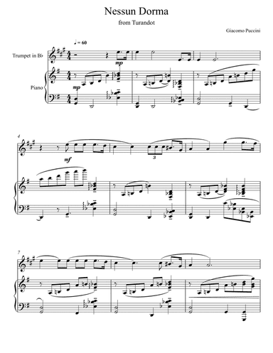 Giacomo Puccini - Nessun Dorma - Turandot (Trumpet Solo) (arr. André Laitano)