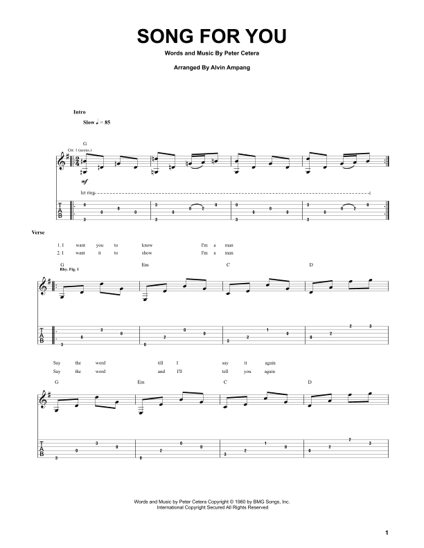 Song For You (arr. Alvin Ampang)