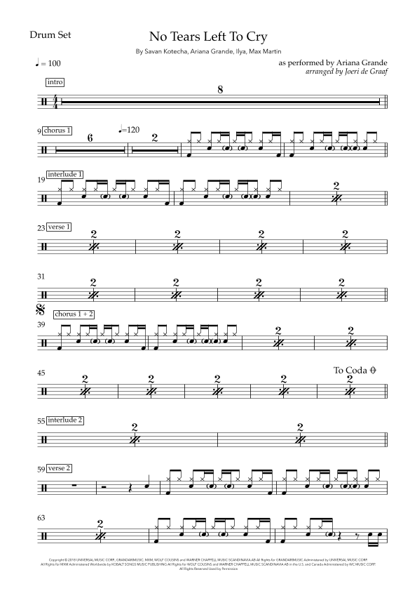 No Tears Left To Cry (arr. Joeri de Graaf)