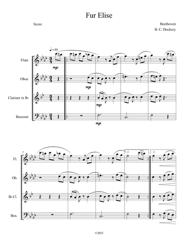 Fur Elise (Woodwind Quartet) (arr. B. C. Dockery)