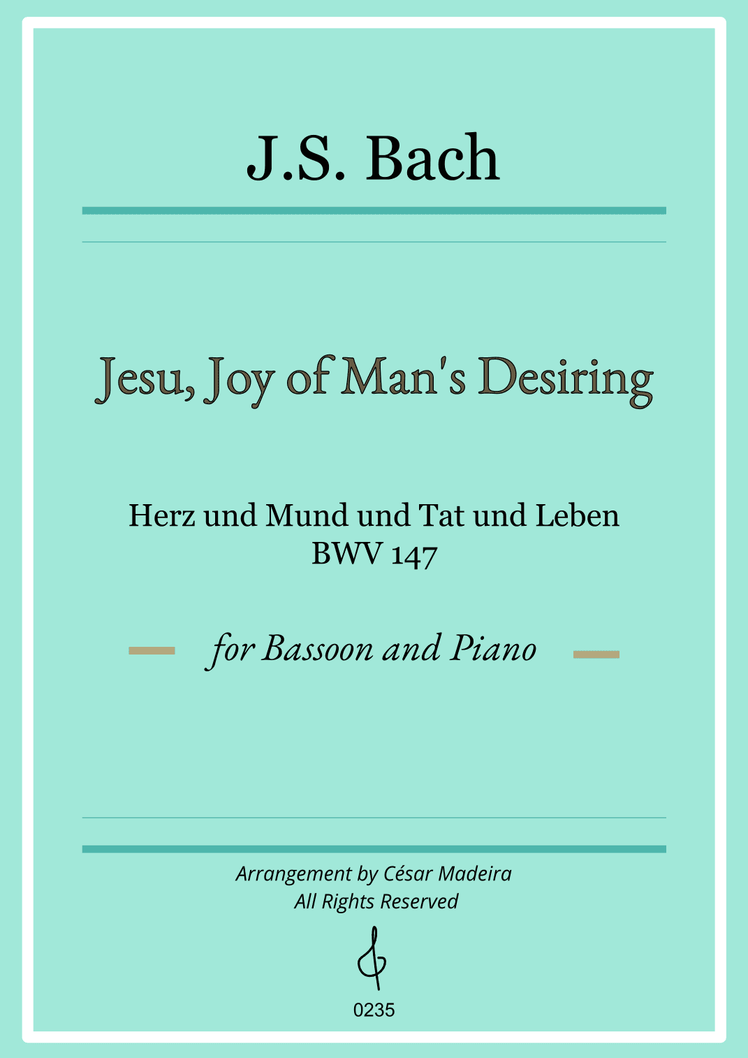 Jesu, Joy of Man's Desiring - Bassoon and Piano (Individual Parts) (arr. César Madeira)