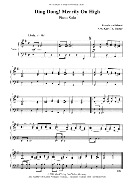 Ding Dong! Merrily On High (arr. Gert Th. Walter)