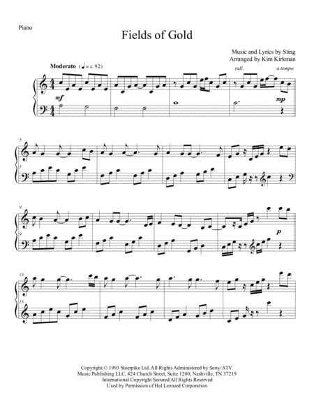 Fields Of Gold (arr. Kim Kirkman)