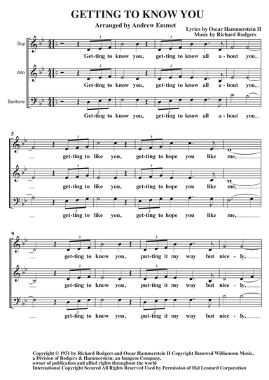 Getting To Know You (arr. Andrew Emmet)