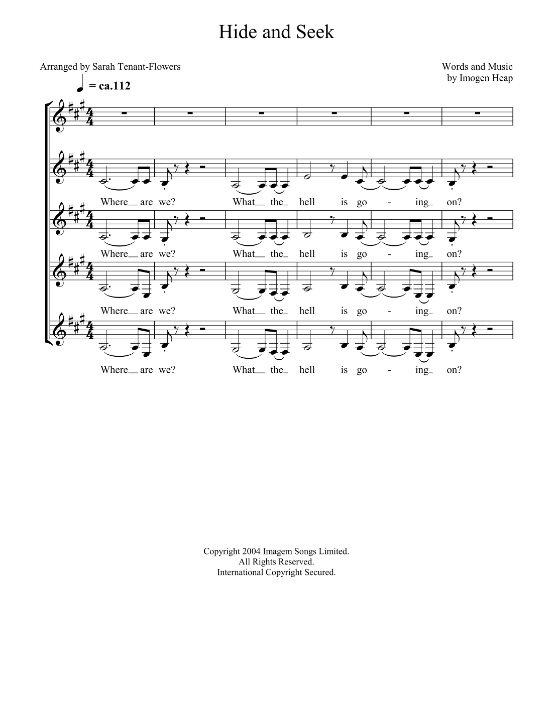 Hide And Seek (arr. Sarah Tenant-Flowers)