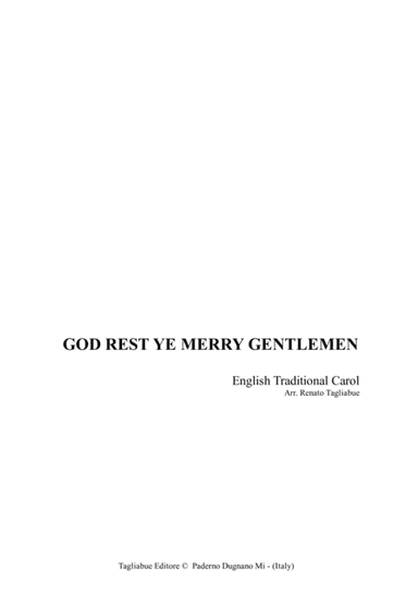 GOD REST YE MERRY GENTLEMEN - For SATB Choir (arr. Renato Tagliabue)