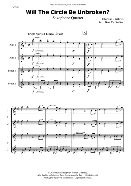 Will The Circle Be Unbroken? (arr. Gert Th. Walter)
