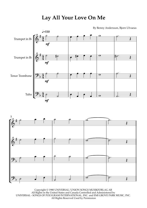 Lay All Your Love On Me (arr. Karen Gueiros)