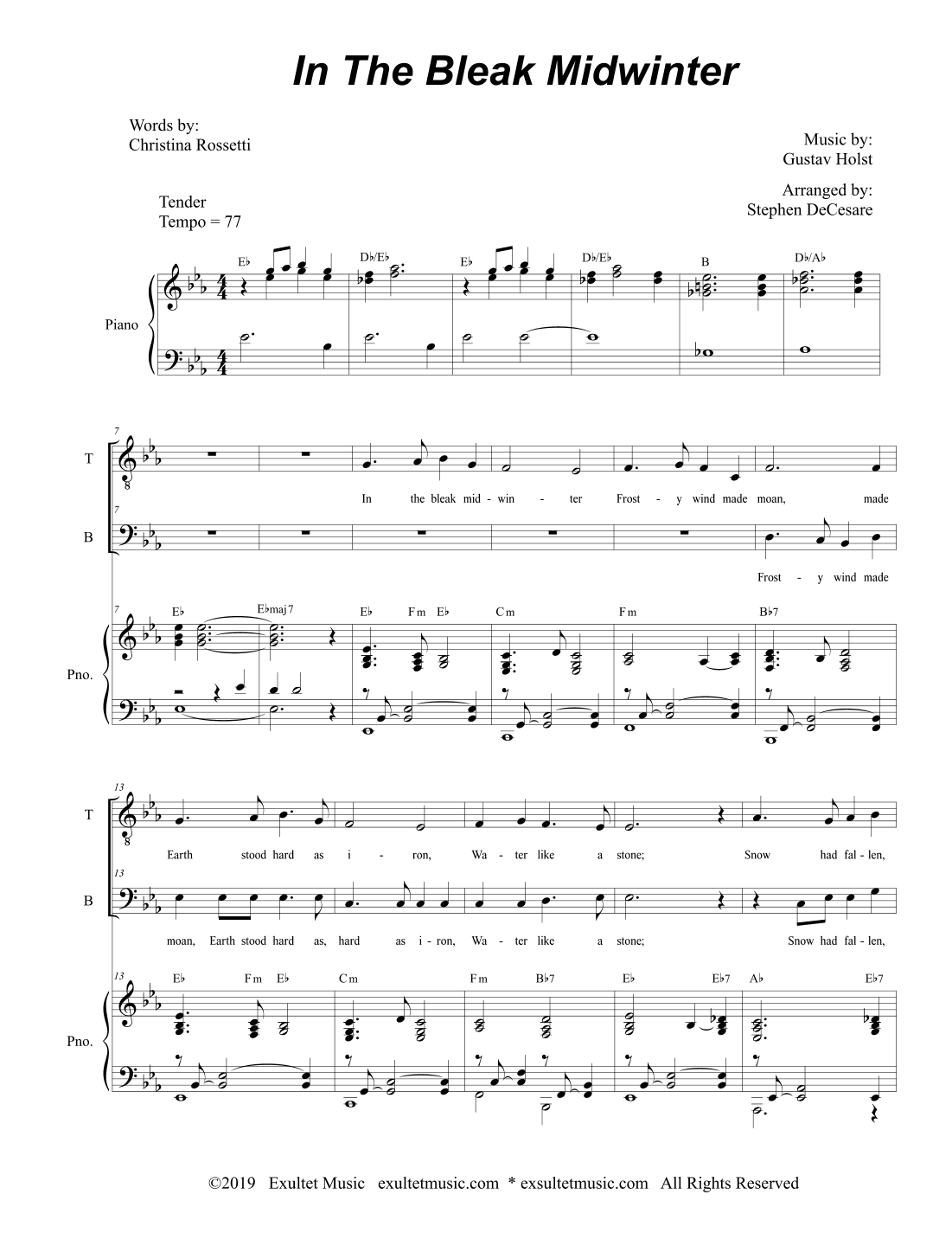 In The Bleak Midwinter (Duet for Tenor and Bass Solo) (arr. Stephen DeCesare)