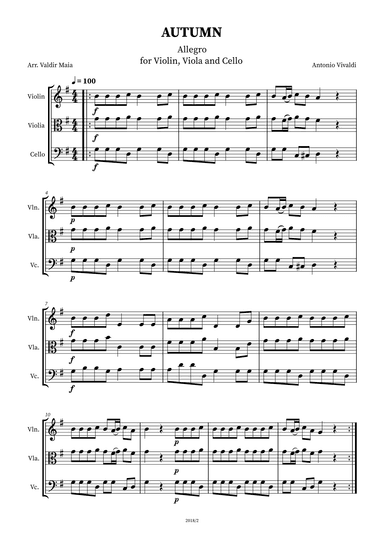 Autumn - The Four Seasons for String Trio (violin, viola and cello) (arr. Valdir Maia)