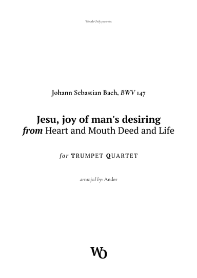 Jesu, joy of man's desiring by Bach for Trumpet Quartet (arr. Ander)