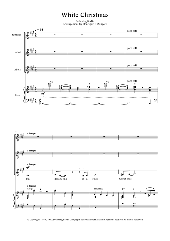 White Christmas (arr. Henrique F Mangoni)