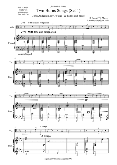Burns Songs - Set 1 - Viola & Piano - TK Murray