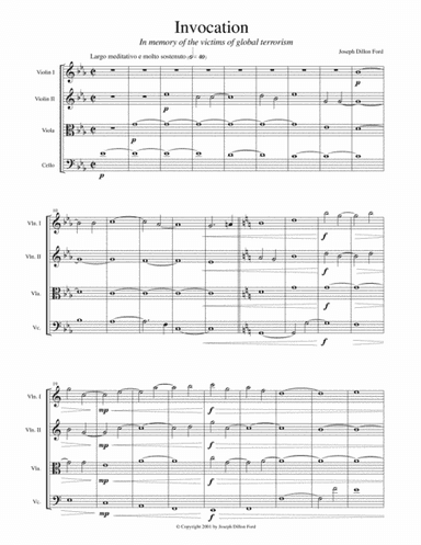 Invocation for string orchestra (or string quartet or synthesizers)