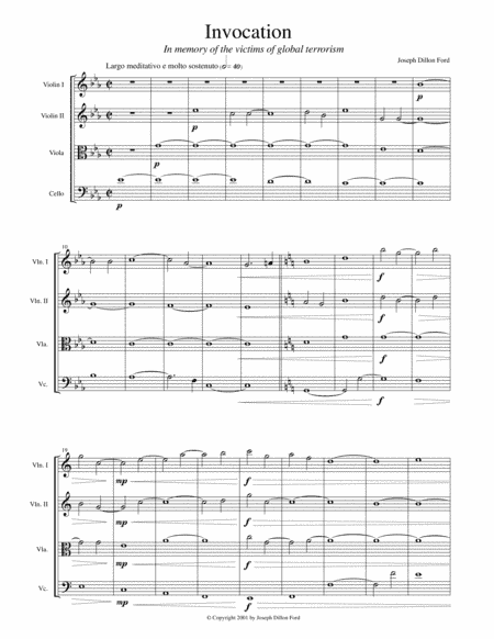 Invocation for string orchestra (or string quartet or synthesizers)