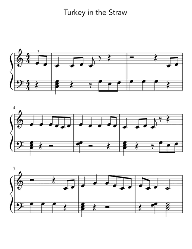 Turkey in the Straw (Beginner Piano Sheet Music) (arr. Dennis Cheng)
