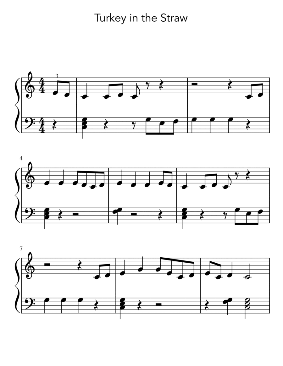 Turkey in the Straw (Beginner Piano Sheet Music) (arr. Dennis Cheng)