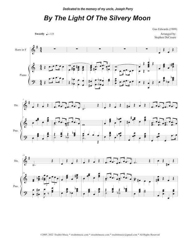 By The Light Of The Silvery Moon (French Horn solo and Piano) (arr. Stephen DeCesare)