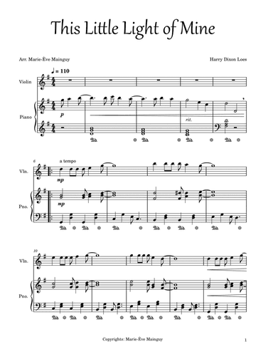 This Little Light of Mine (arr. Marie-Ève Mainguy)