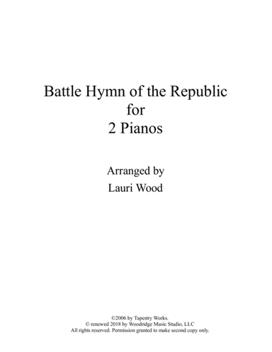 Battle Hymn of the Republic for 2 Pianos (arr. Lauri Wood)