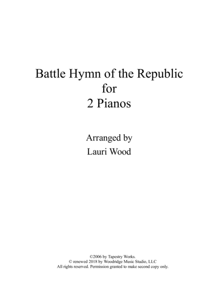 Battle Hymn of the Republic for 2 Pianos (arr. Lauri Wood)