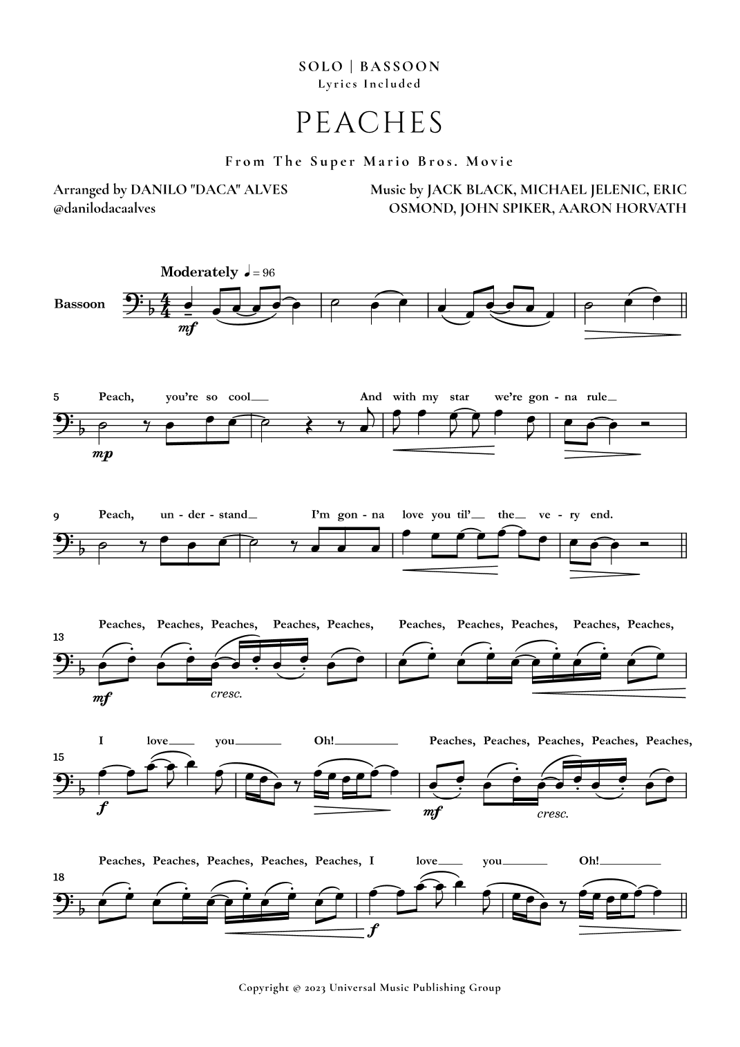 Peaches (arr. Danilo "Daca" Alves)