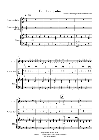 Drunken Sailor for Guitar and Piano (arr. David Burndrett)
