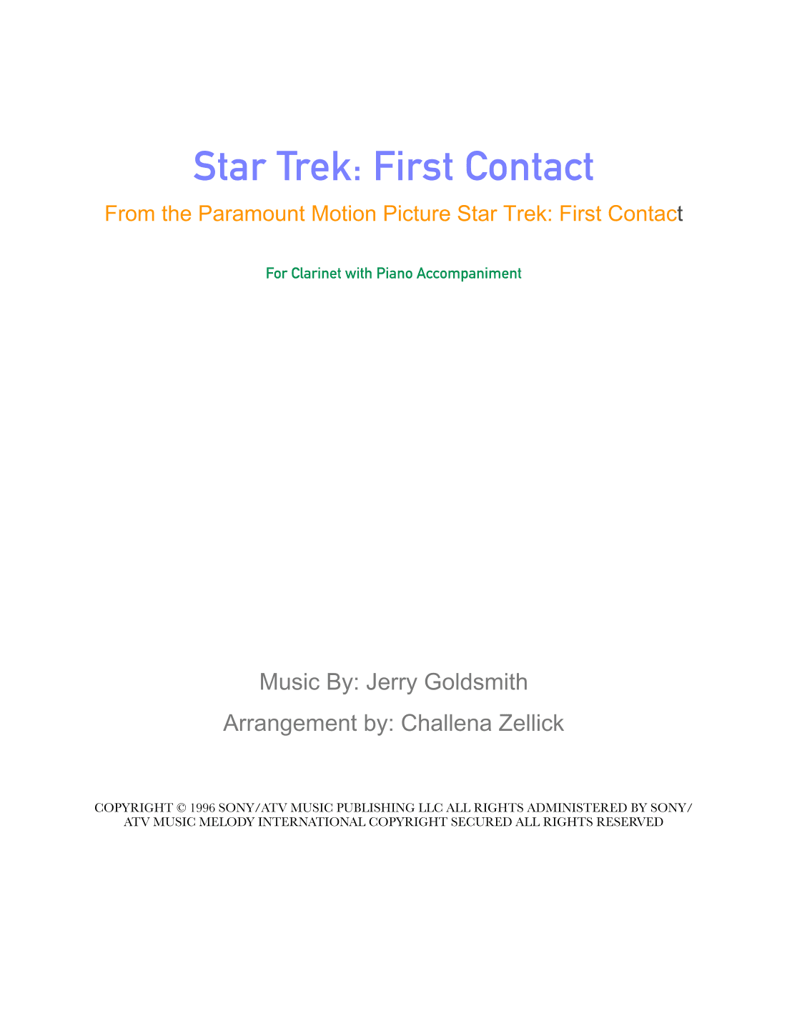 Star Trek(r) First Contact (arr. Challena Zellick)