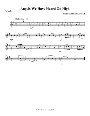Angels We Have Heard On High: violin/piano (arr. Meri Dolevski)
