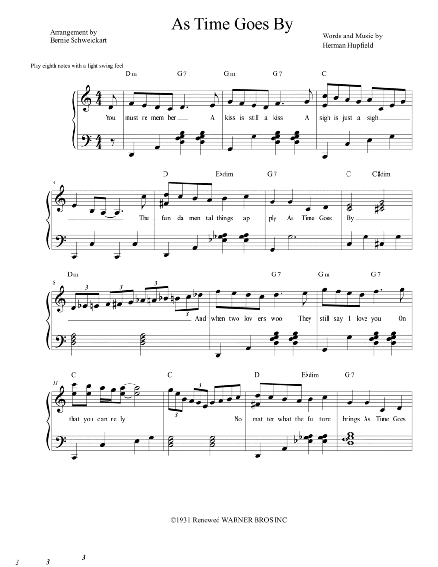 As Time Goes By (arr. Bernie Schweickart)