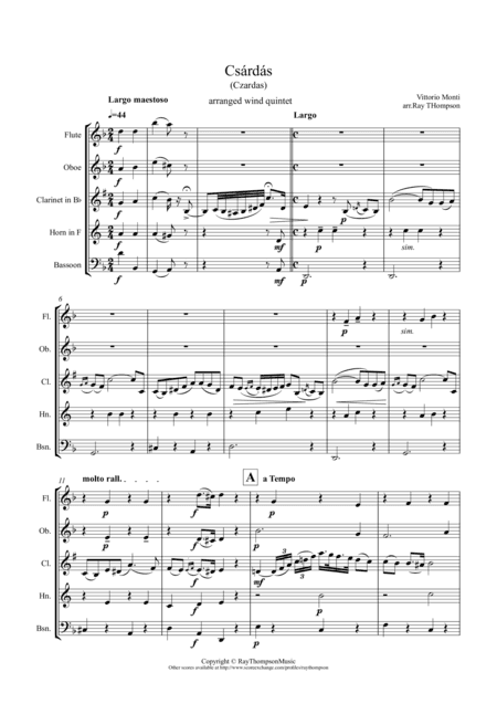 Monti: Csárdás (Czardas) - wind quintet (arr. Ray Thompson)