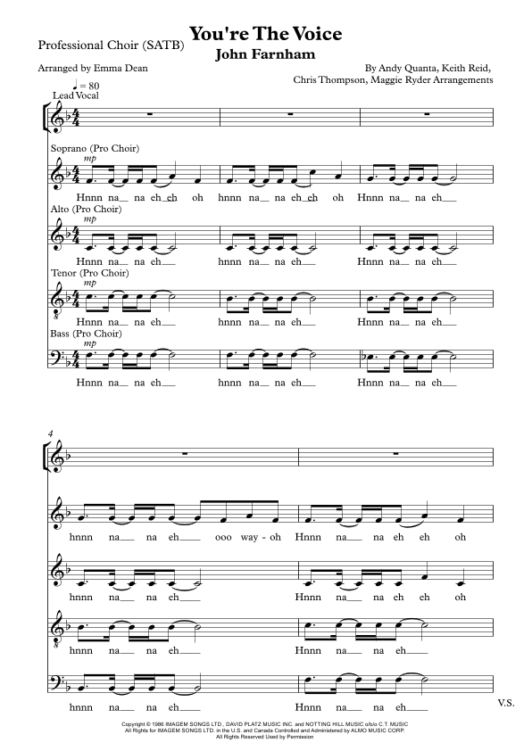 You're The Voice (arr. Emma Dean)