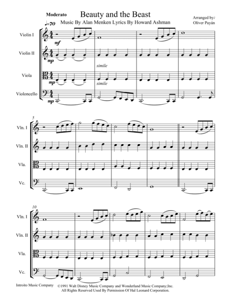 Beauty And The Beast (arr. Oliver Payan)