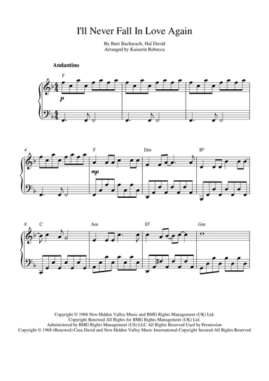 I'll Never Fall In Love Again (arr. Kaiserin Rebecca)