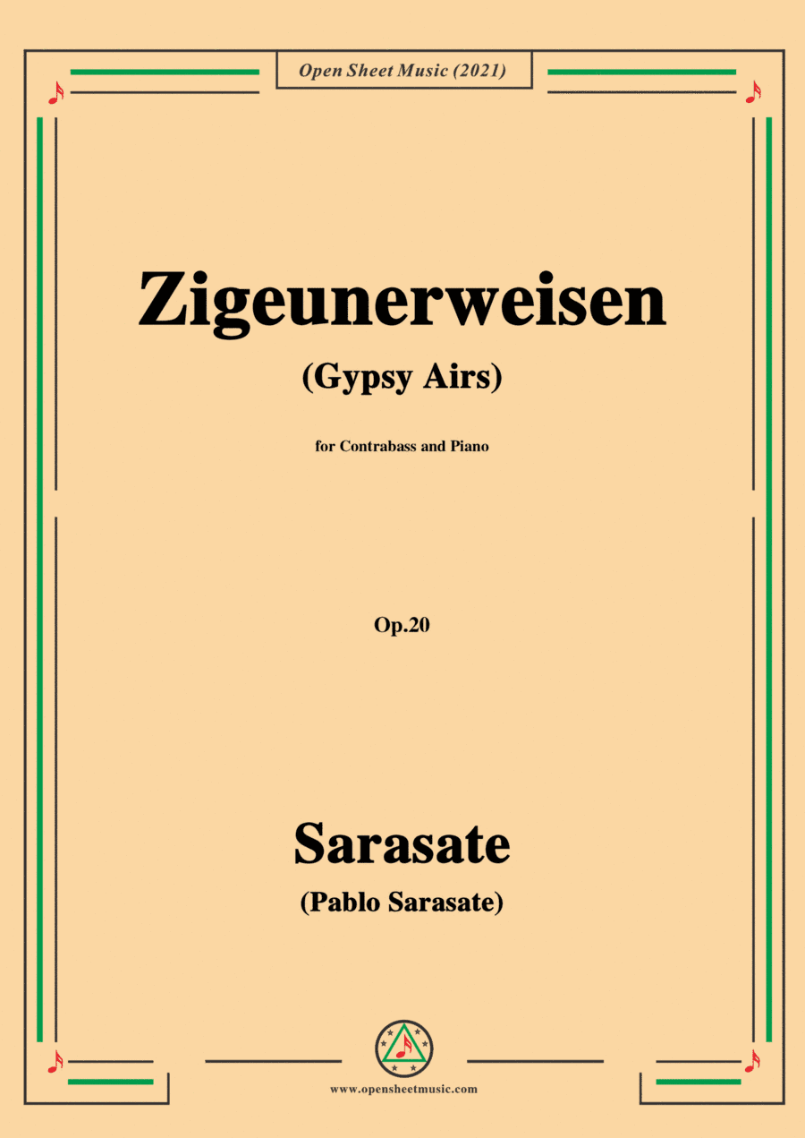 Sarasate-Zigeunerweisen(Gypsy Airs),Op.20,for Contrabass and Piano (arr. Open Cloud)