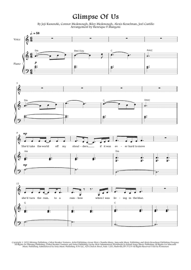 Glimpse Of Us (arr. Henrique F Mangoni)
