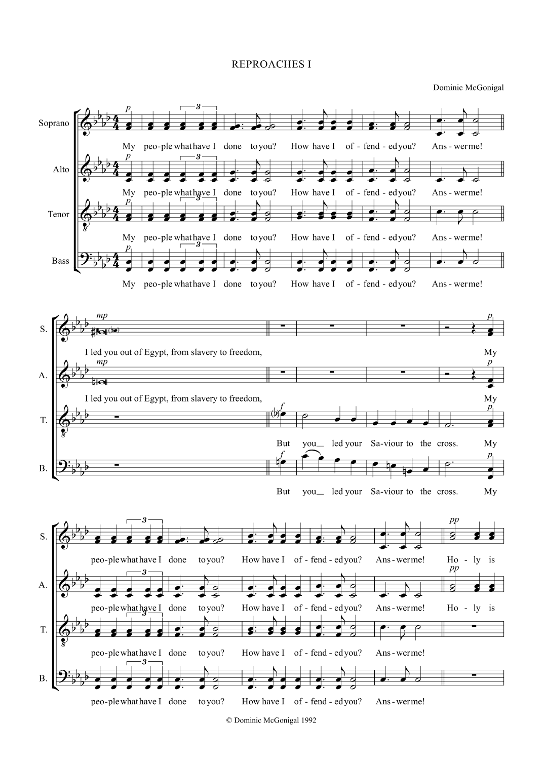 Reproaches (SSAATTBB)