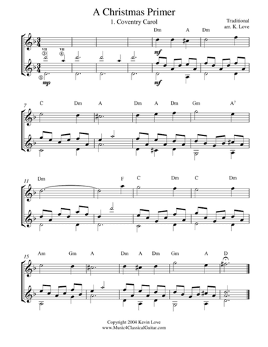 A Christmas Primer (Violin and Guitar) - Score and Parts (arr. Kevin Love)