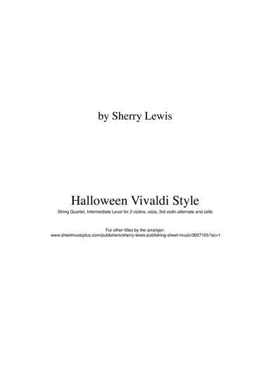 HALLOWEEN VIVALDI STYLE (Special Quartet version for two violins, viola and substitute violin 3, cel