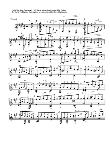 Cello suite 3 for guitar - Courante (arr. David L Turkheimer)