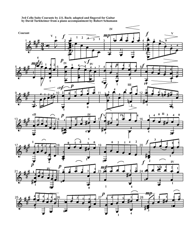 Cello suite 3 for guitar - Courante (arr. David L Turkheimer)