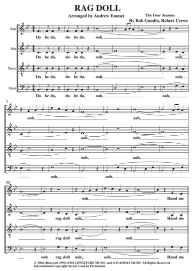 Rag Doll (arr. Andrew Emmet)