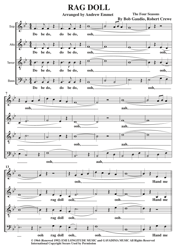Rag Doll (arr. Andrew Emmet)