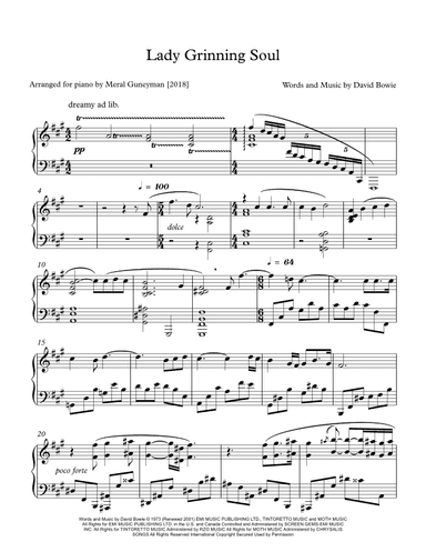 Lady Grinning Soul (arr. Meral Guneyman)