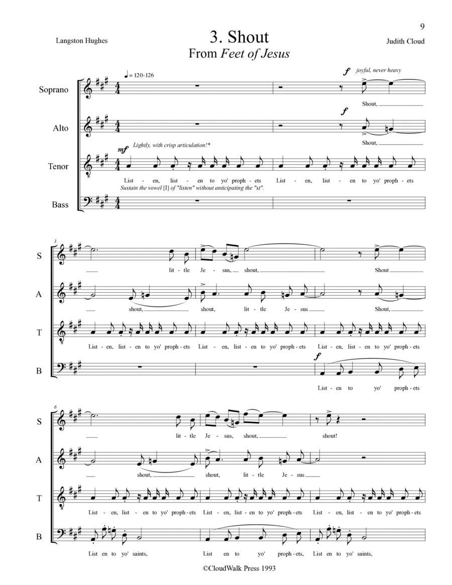 3. Shout (A Cappella--(From the cantata FEET OF JESUS by Judith Cloud, text by Langston Hughes)