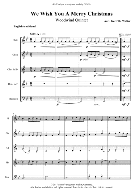 We Wish You A Merry Christmas (arr. Gert Th. Walter)