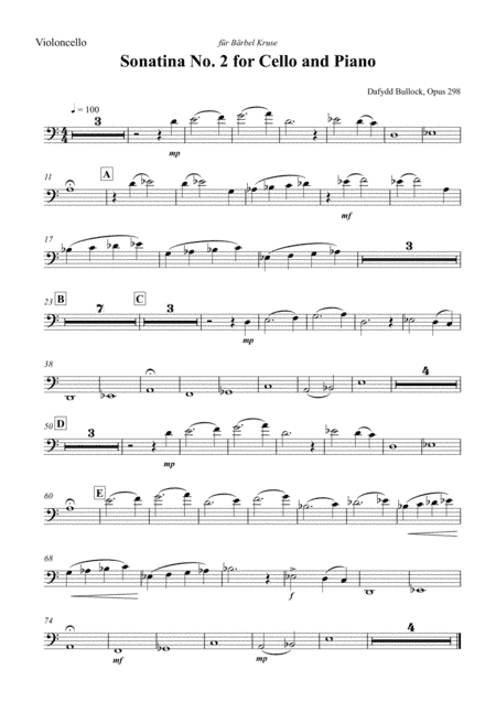 Sonatina No. 2 for Cello and Piano (Cello Part)