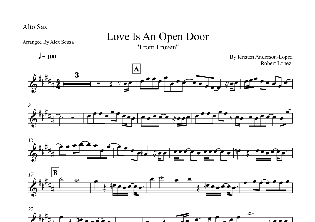 Love Is An Open Door (arr. Alex Souza)